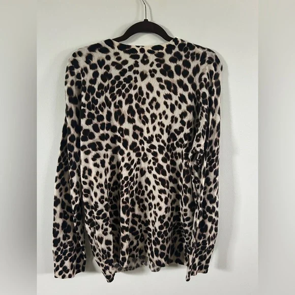 Equipment Cream and Black Leopard Sweater 100% Cashmere medium - Picture 2 of 11